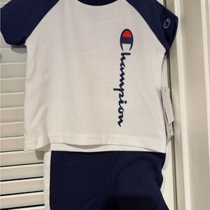 Champion Kids White and Navy Tee
